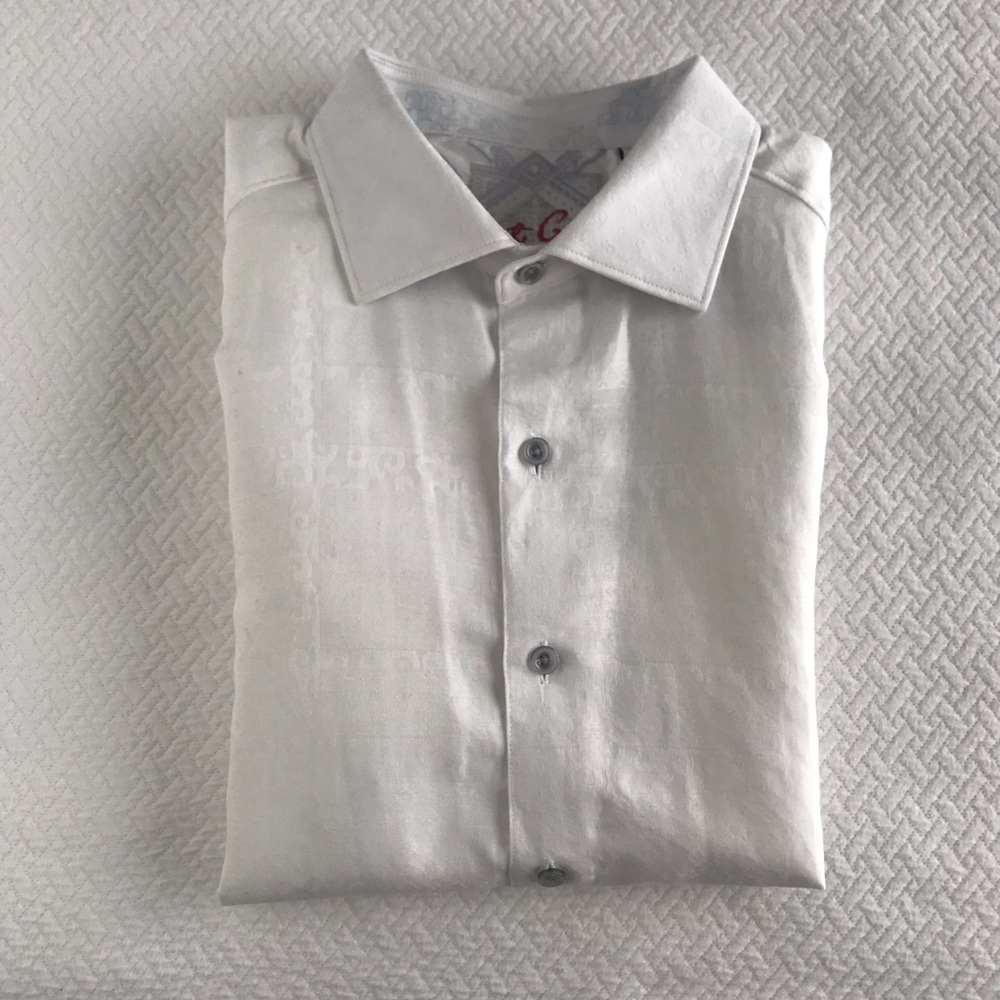 Robert graham white short sleeve dress shirt Large